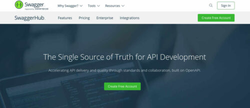 Swagger Hub API Documentation Tool Website Screnshot